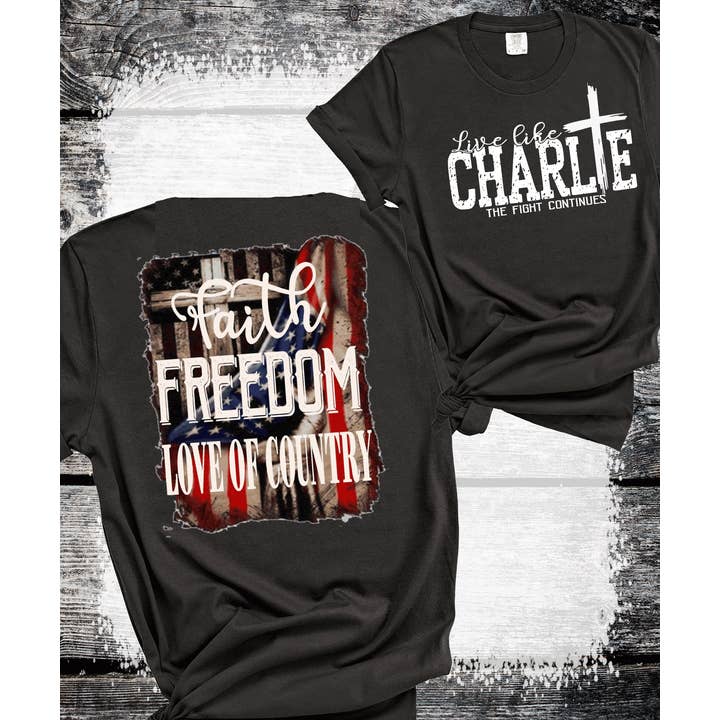 A Blessed Texas Mess Boutique - Vente Sweat-shirt à imprimés – femme - Vivez comme Charlie tendance Partisans de Kirk Foi Liberté1