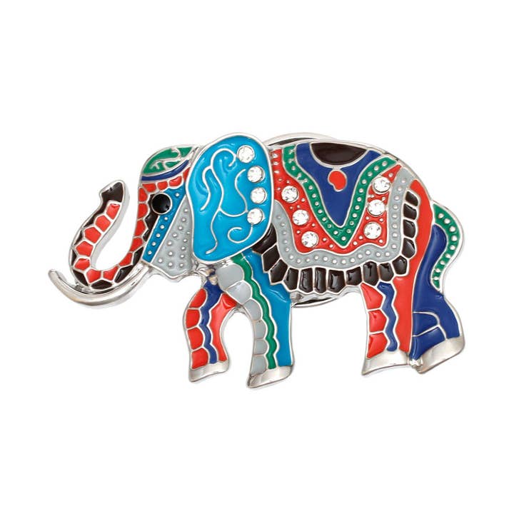 Brooch Multicolor Tribal Elephant Magnetic Pin for wholesale by PinktownUSA