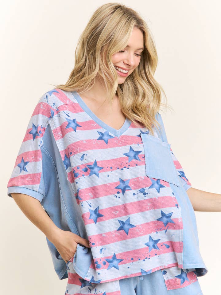Mineral Washed Americana Pocket Top  HT5834 for wholesale by J.Her