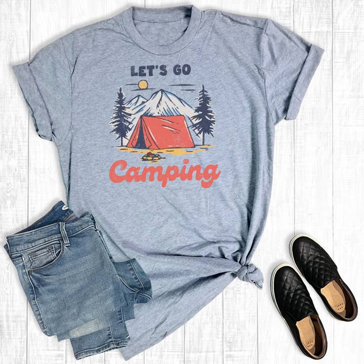 Summer Let's Go Camping Graphic Tee for wholesale by The Way Down South