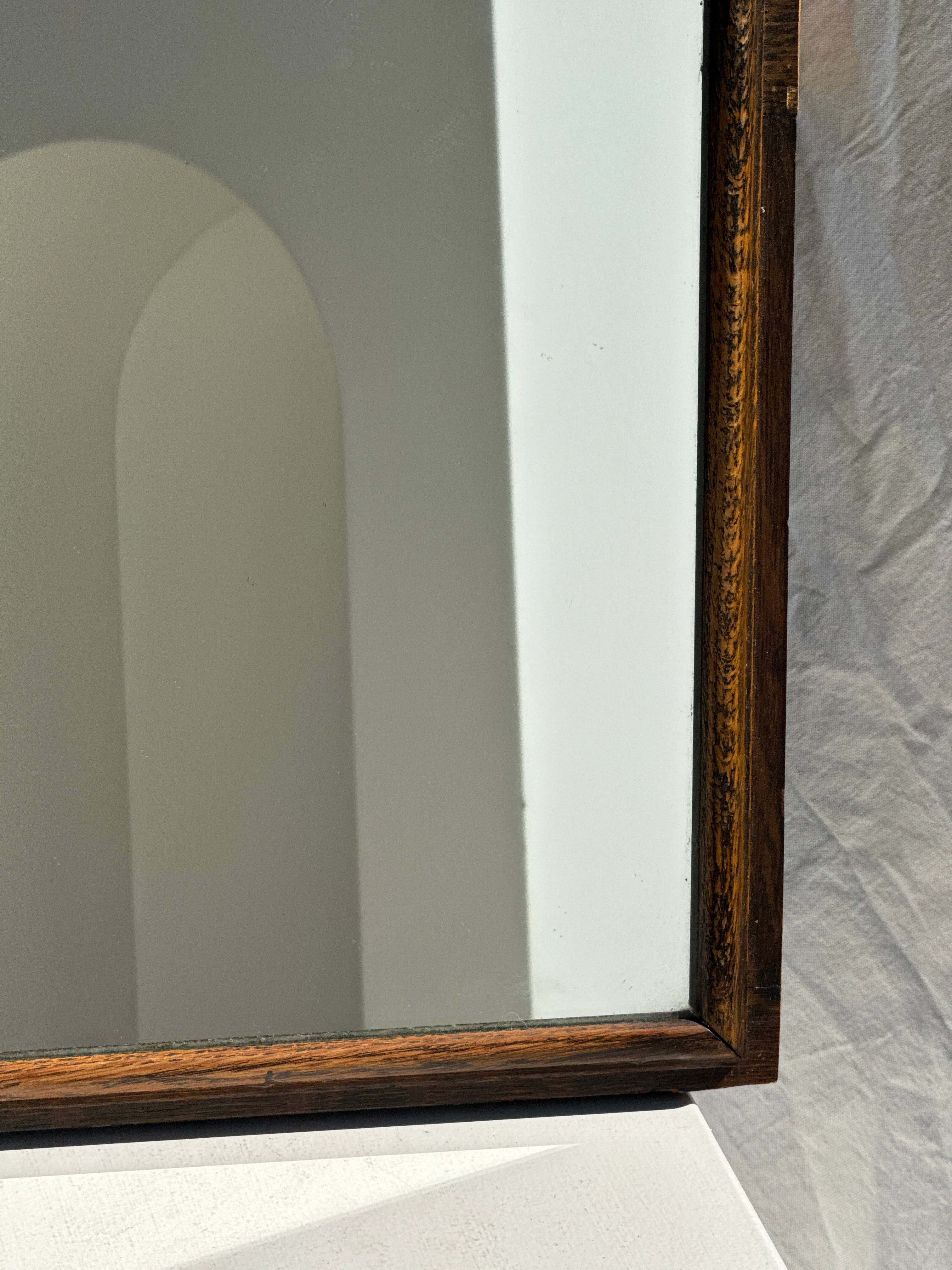 Brown Small antique English rectangular mirror with pediment for wholesale on Faire3