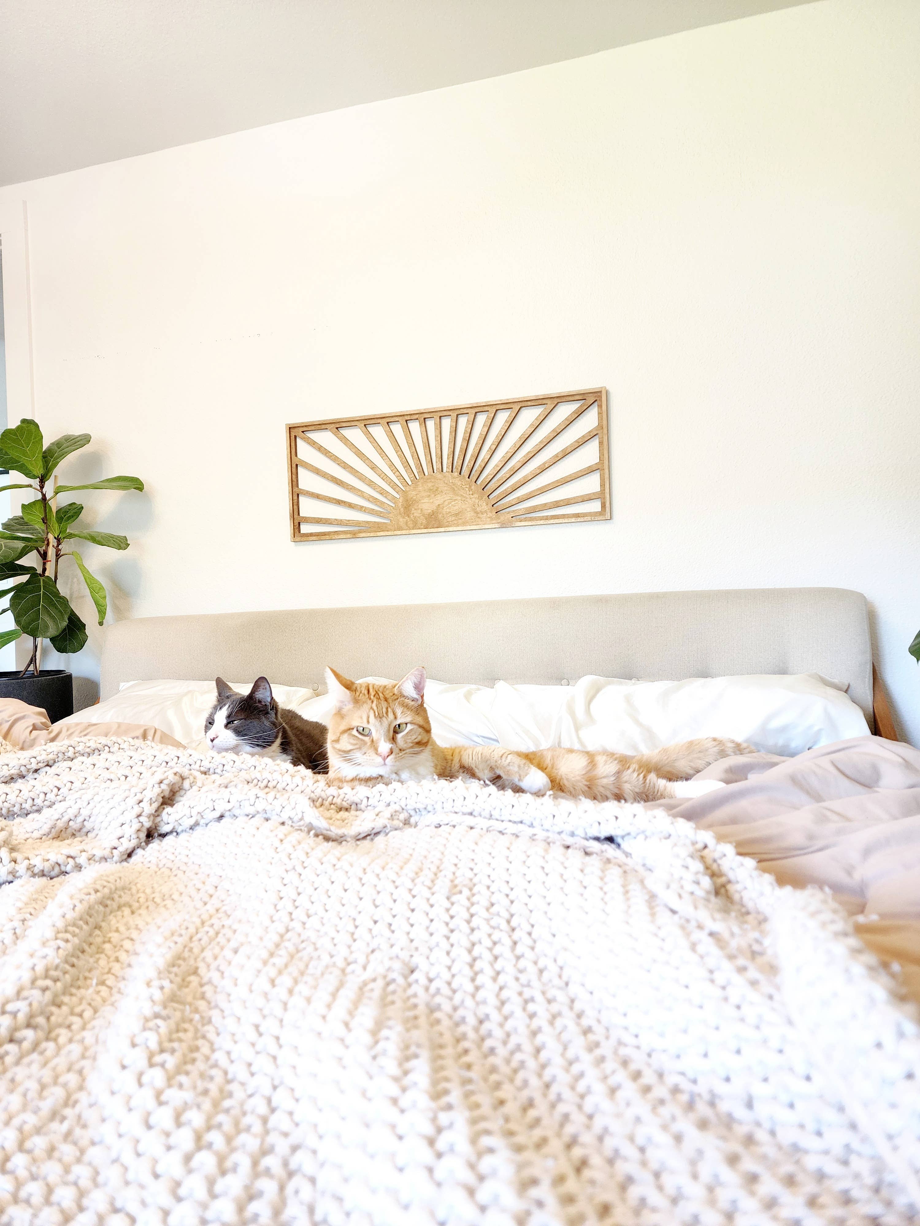 The 19th Collective - Wholesale Wall Sign - Framed Wood Sunburst Wall Art – Boho Home Decor1