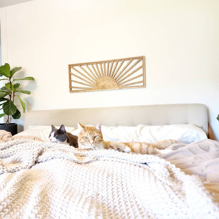 The 19th Collective - Wholesale Wall Sign - Framed Wood Sunburst Wall Art – Boho Home Decor1