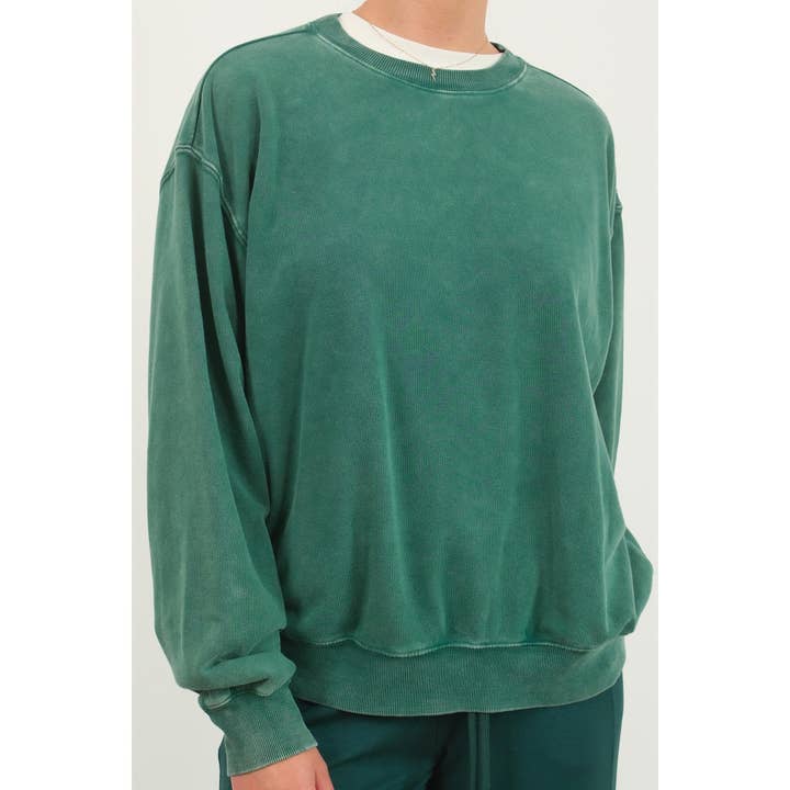 HYFVE - Wholesale Sweatshirt - Women's - DZ24E438-Drop Shoulders Crew Neck Sweatshirt