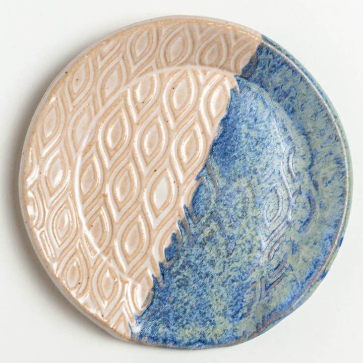 White Squirrel Clayworks – Suporte de colher por atacado – Colher de Cozinha em Cerâmica Azul e Branco Estampada Artesanal