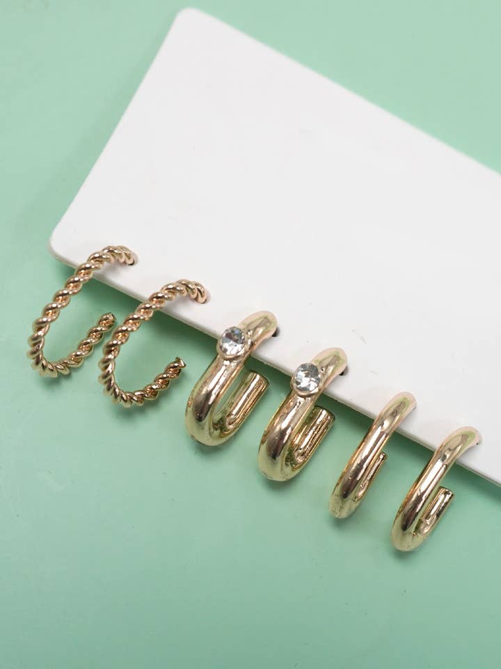 TRIO HUGGLE HOOP TITANIUM POST EARRINGS | 80E5808 for wholesale by JOSSLYN by wall to wall