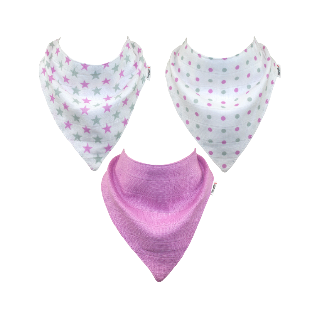 Muslinz - MerryGoRoundUK Ltd – wholesale Bandana bib – MuslinZ 3pk Cotton Muslin Dribble Bibs6