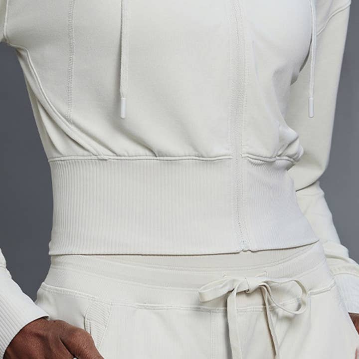 Sodalemon – wholesale Athletic jacket – Women′s – Women Hooded Short Waist-Tie Open-Front Sportswear Jacket8