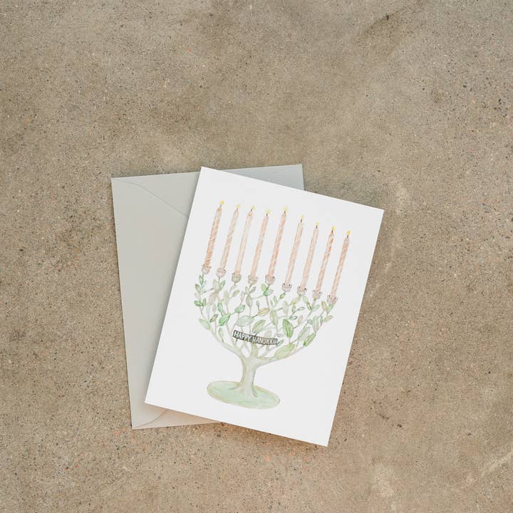 Lana's Shop - Wholesale Hanukkah Card - Leaf Menorah Hanukkah Greeting Card1