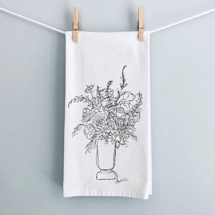 Timeless Blooms Flour Sack Tea Towel for wholesale by Debbie Vinyard