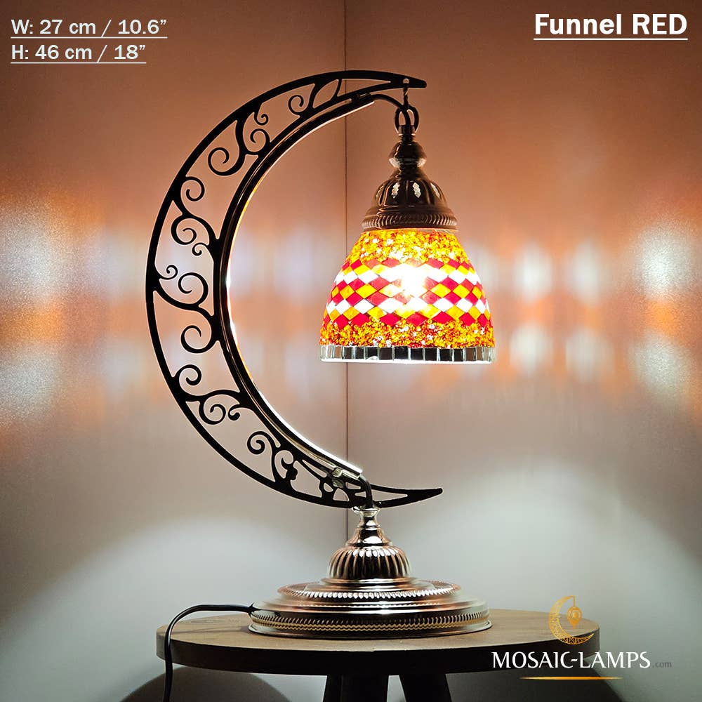 Mosaic Lamps - Vendita all'ingrosso Lampada da scrivania/d'accento - Lampada da scrivania Turkish Moon in argento, luci ad arco marocchine, Murano C23