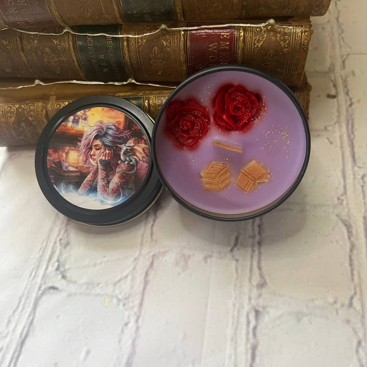 Fantasy book candles- 4 oz, Scented, small candle, bookstore for wholesale by Readers Leisure
