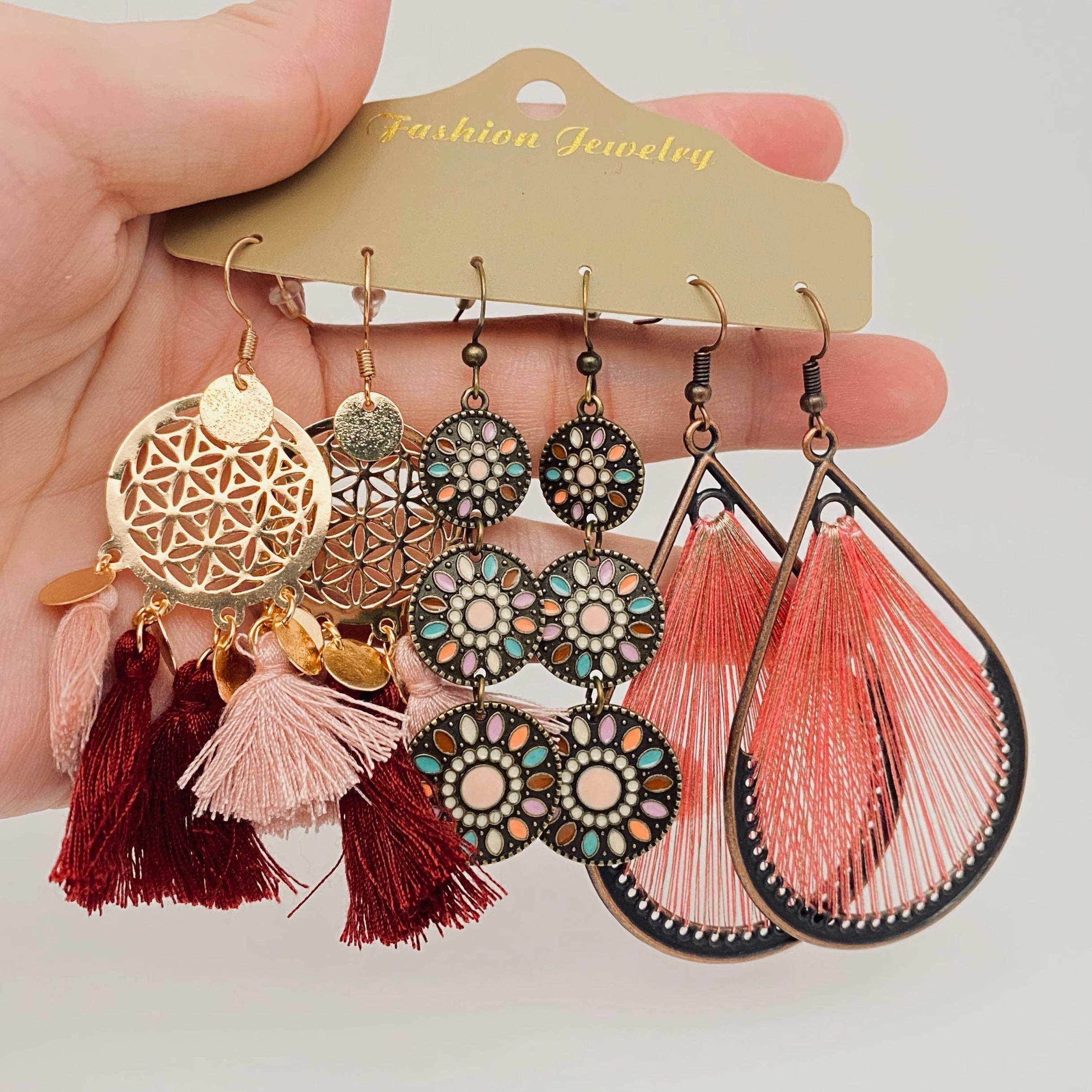 Mio Queena – wholesale Jewellery set – 3Pairs/set Boho Earrings in Different Styles - BJ5