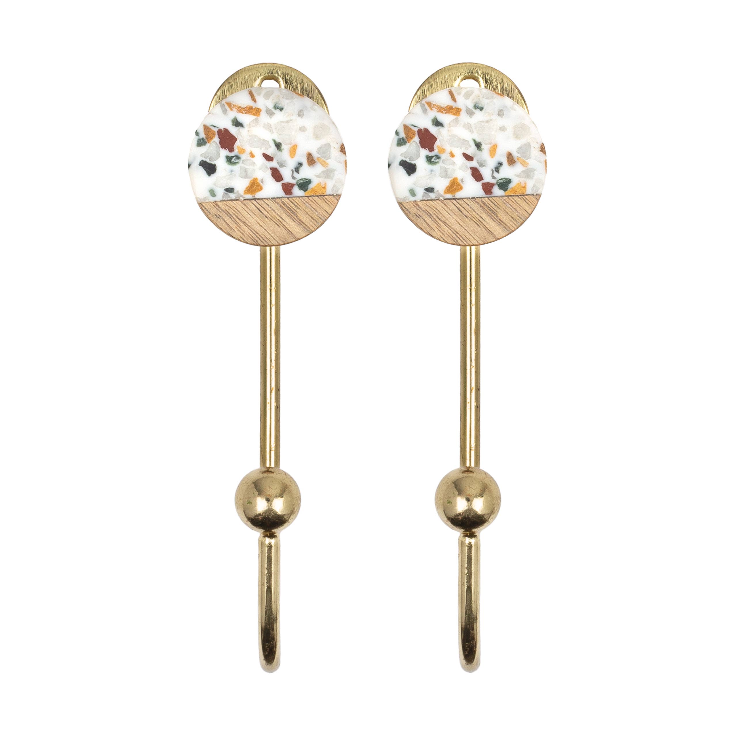 Wood Resin Set of 2 Wall Hooks Multicolour for wholesale on Faire2