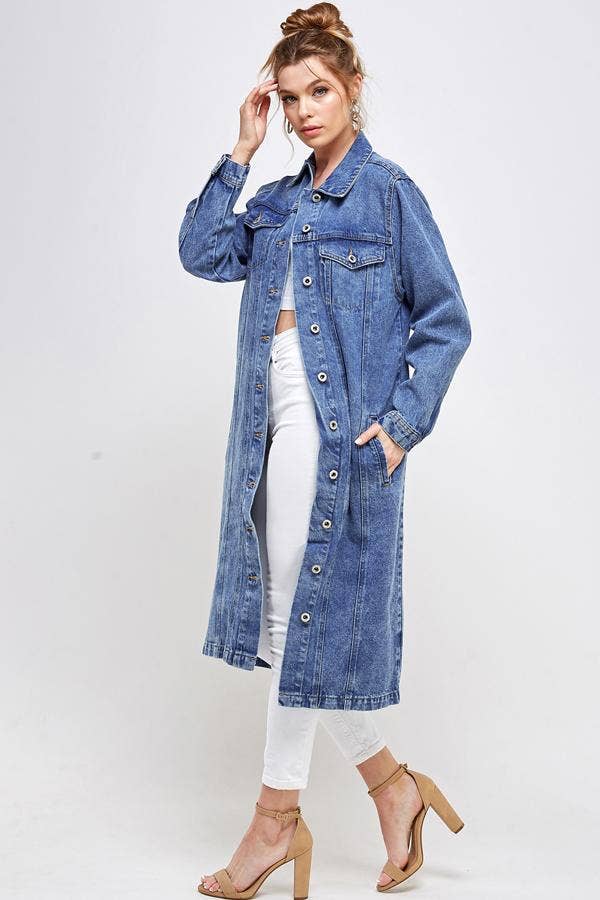 BLUE AGE – wholesale Denim jacket – Women's – Long Trench Coat Denim Jean Jacket (OPEN PACK)6