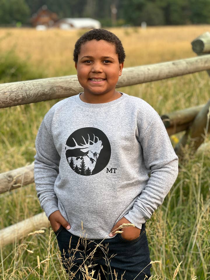 Bugling Bull Elk Kids Crew for wholesale by Made of Mountains