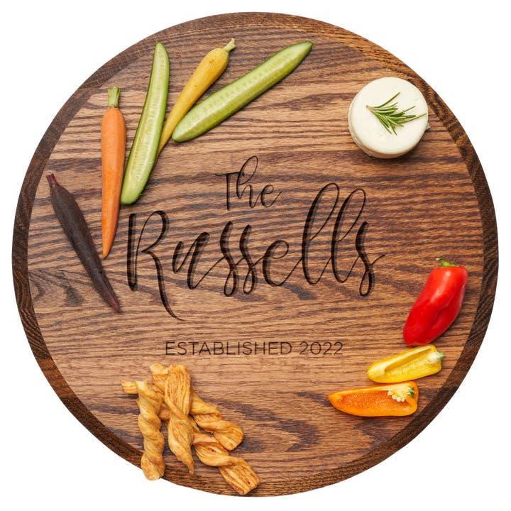 Personliggjort egetræ Lazy Susan Espresso 16" for engroshandel hos Sophistiplate