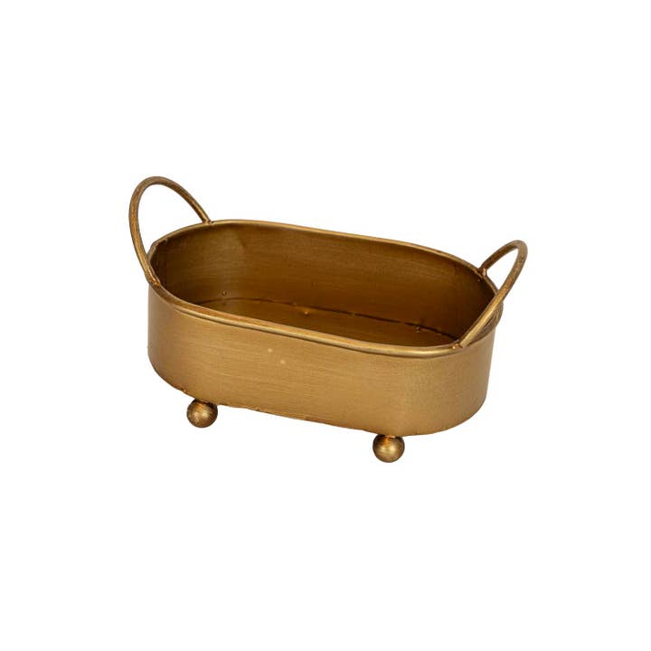 Foreside Home & Garden - Wholesale Plant Pot - Faye Boho Rounded Brass Mini Planter With Ball Feet Metal