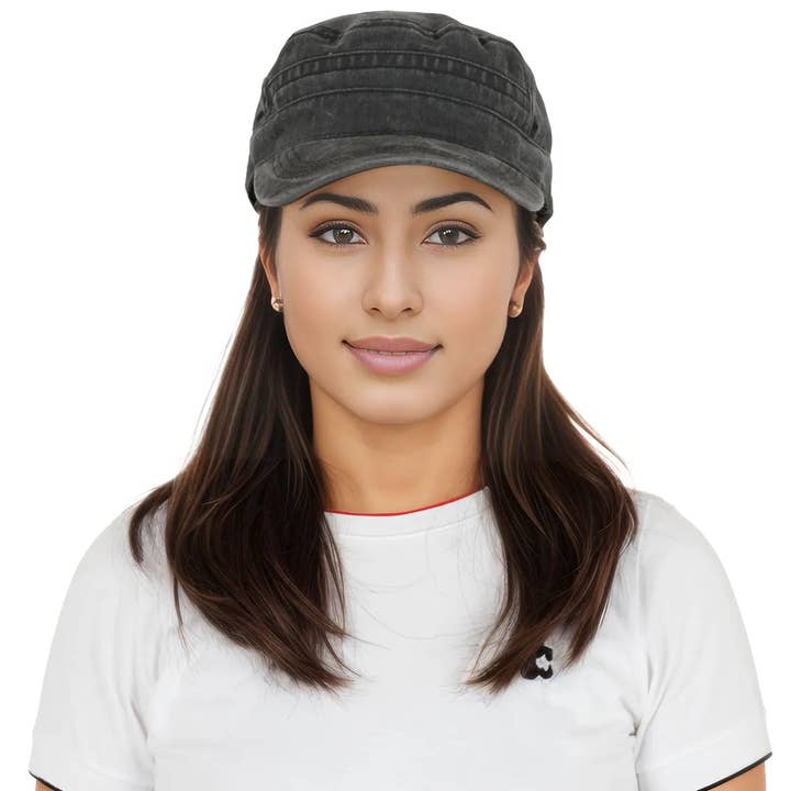 AK Brand - Wholesale Baseball Cap - Women's - Unisex Cotton Cadet Hat Vintage Washed Flat Top Cap