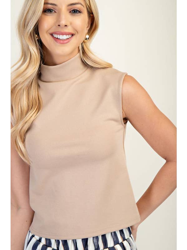 Glam - Wholesale Tank Top - Women's - Mock Neck Sleeveless Top