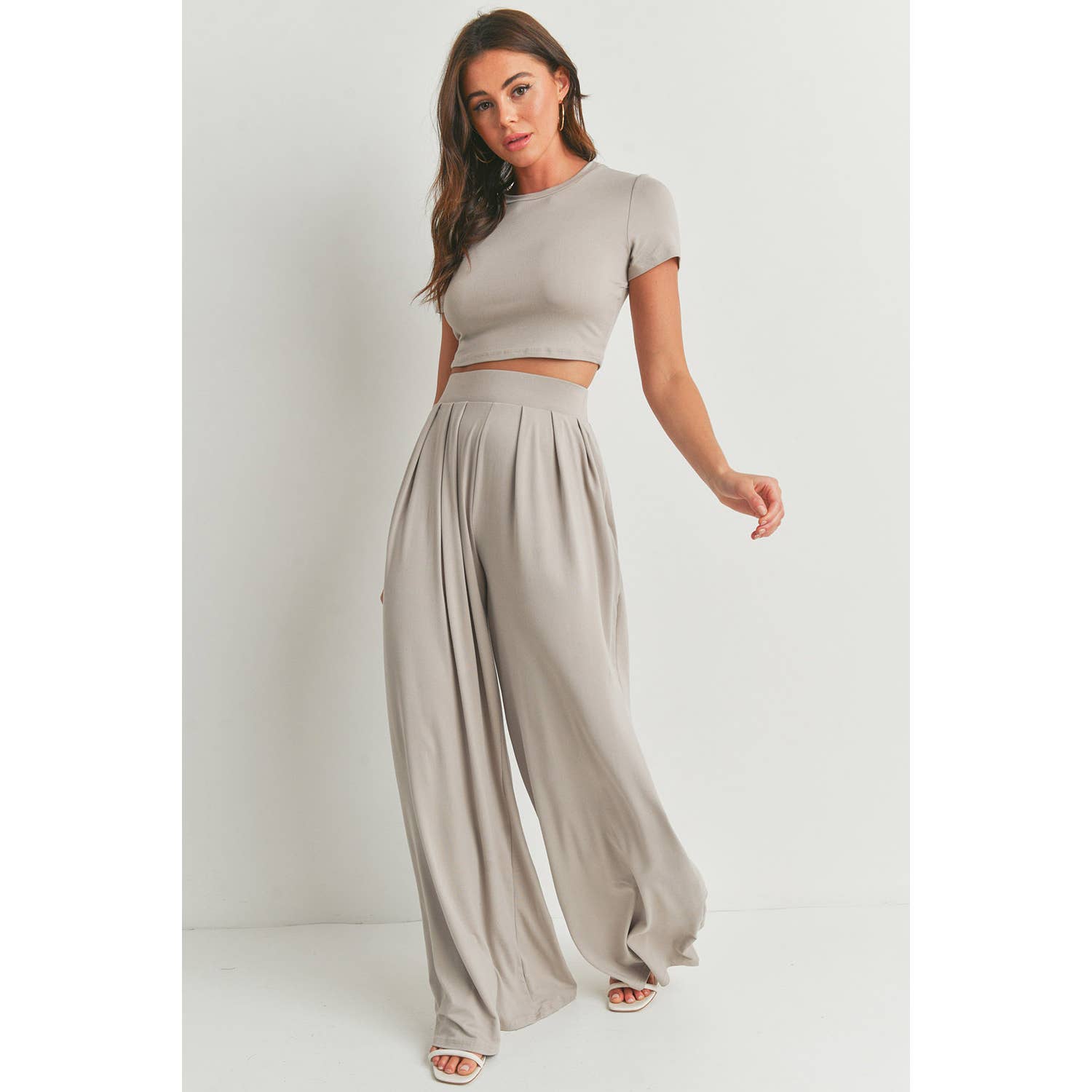 Peace Love Line - Vente Ensemble haut et pantalon (PAS d'intérieur) - Femme - Ensemble haut court et pantalon palazzo à jambes larges8