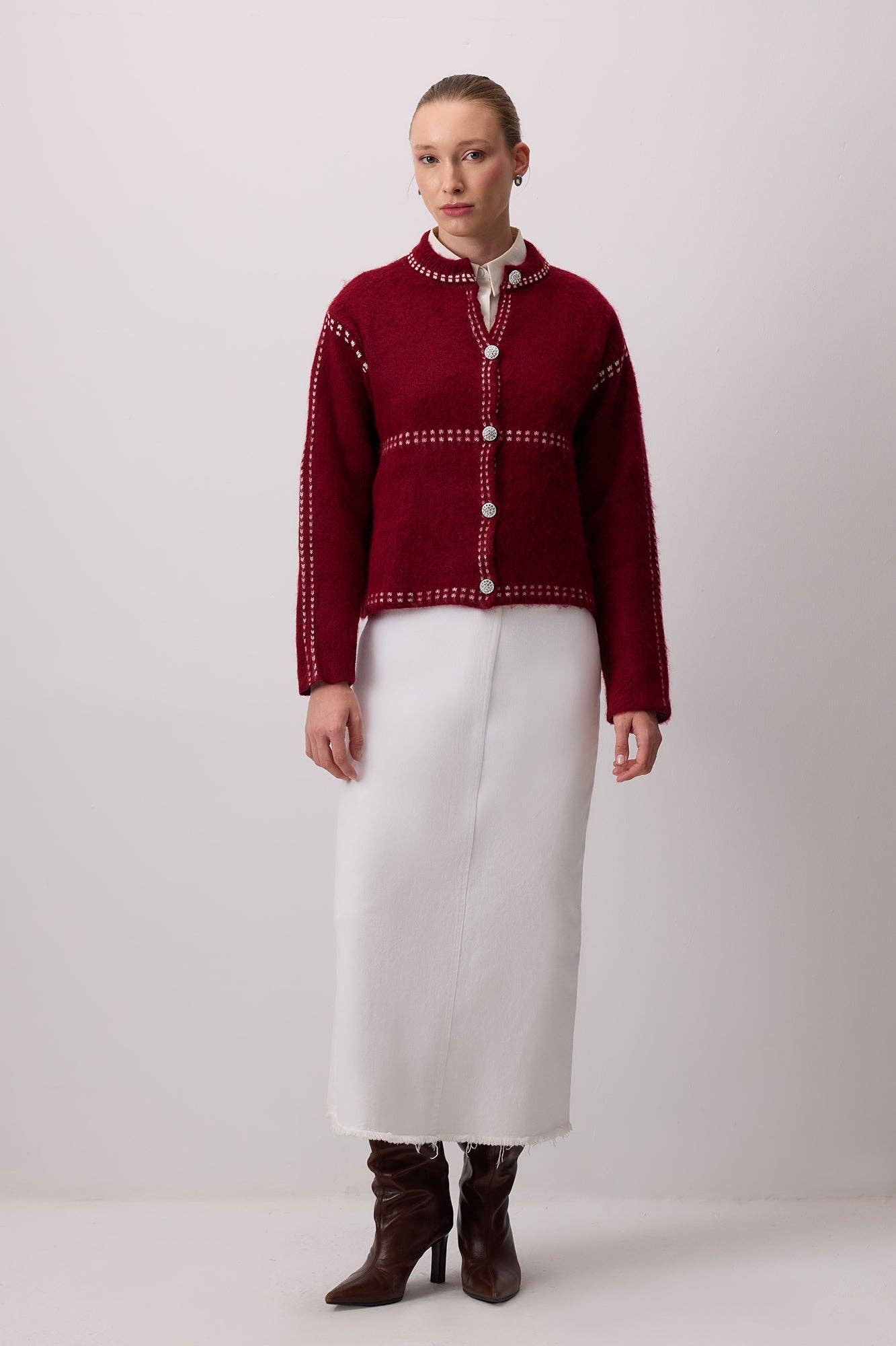 Bordo RASHED CONTRAST CARDIGAN for wholesale on Faire2