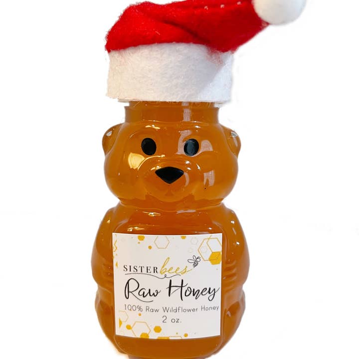 Christmas Honey Bear filled with 100% Raw Honey for wholesale by Sister Bees LLC