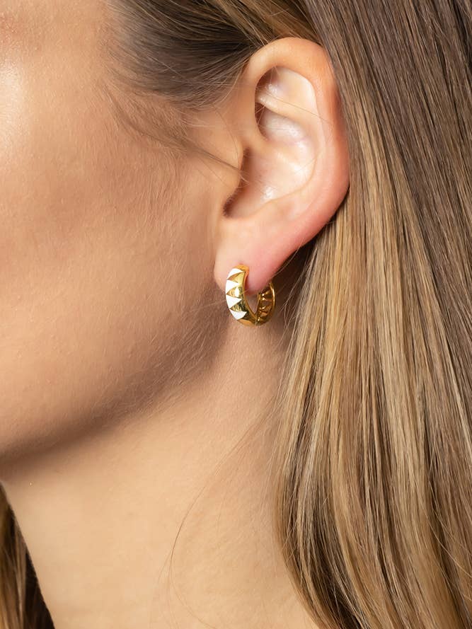 14K Gold Dipped Huggie Hoop Brass for wholesale by Hana