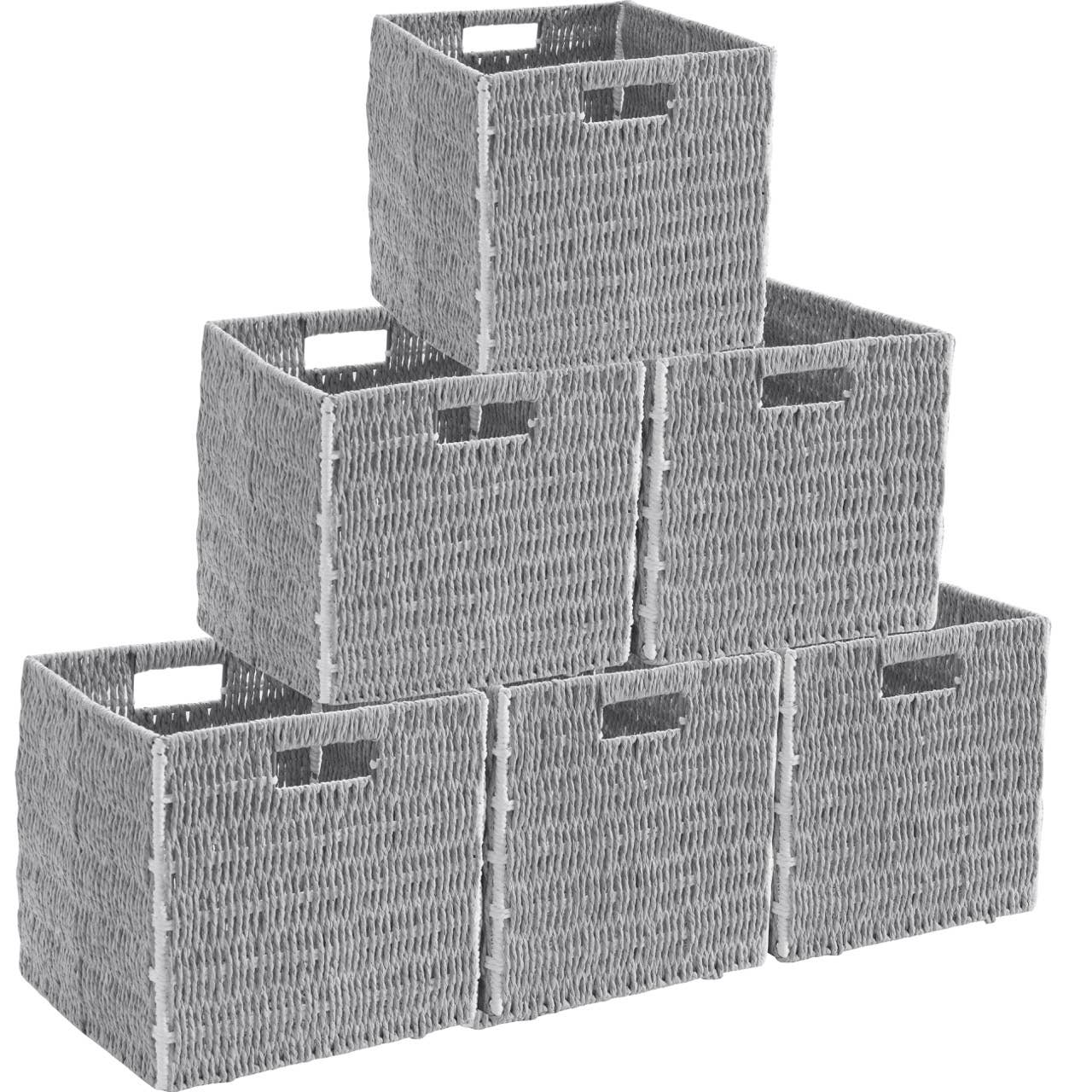 Ornavo Home - Wholesale Storage Bin - Foldable Paper Wicker Storage Shelf Basket Bin with Handles18