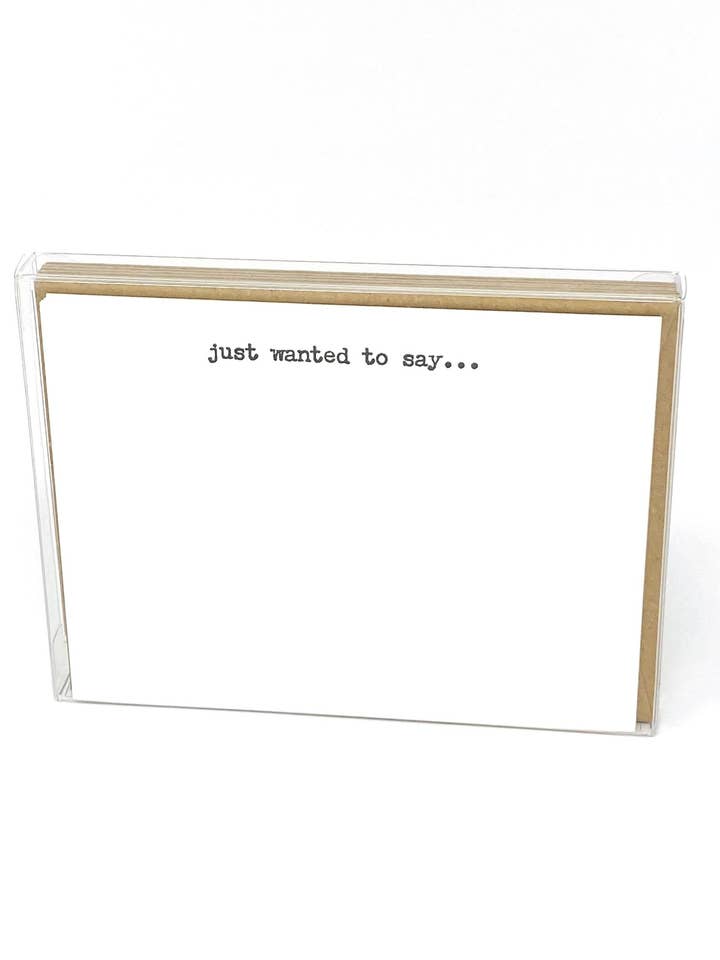 Just wanted to say - Box of 6 letterpress flat notecards for wholesale by Heartprint Press