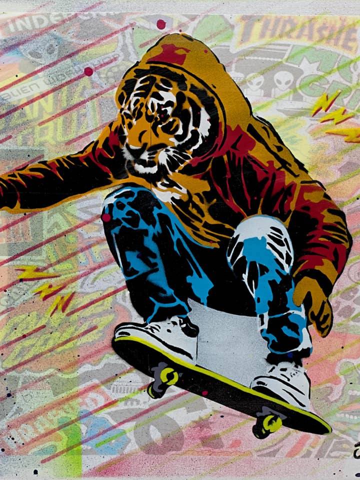 Decoración del Hogar, Arte de Pared, Regalos para Él - Impresiones de Arte "SkateCat" para venta al por mayor de Art For Dudes