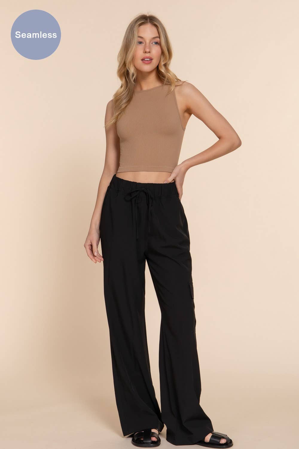 Active Basic | Active USA - Wholesale Tank Top - Women's - Boat Neck Crop Seamless Rib Tank Top8