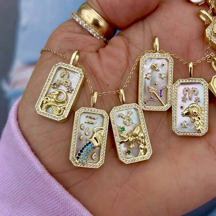 ACCITY - Wholesale Pendant/Charm Necklace - NEW CREATIVE 12 CONSTELLATIONS ZIRCON NECKLACE_CWMM383713