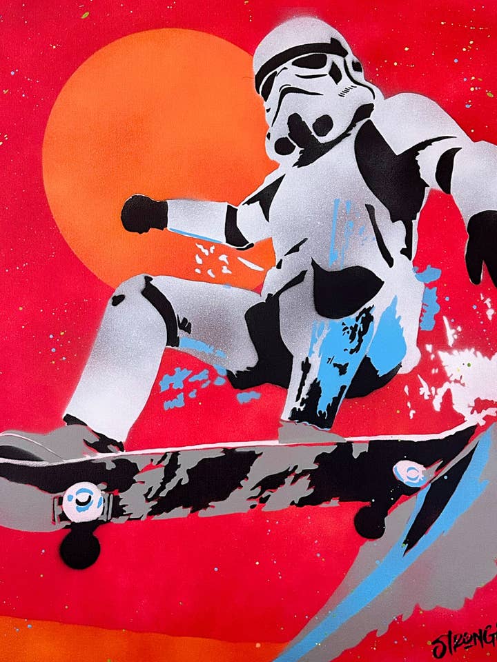 Decoración del hogar, arte de pared, regalos para él - Impresiones "SkateTrooper" para venta al por mayor de Art For Dudes