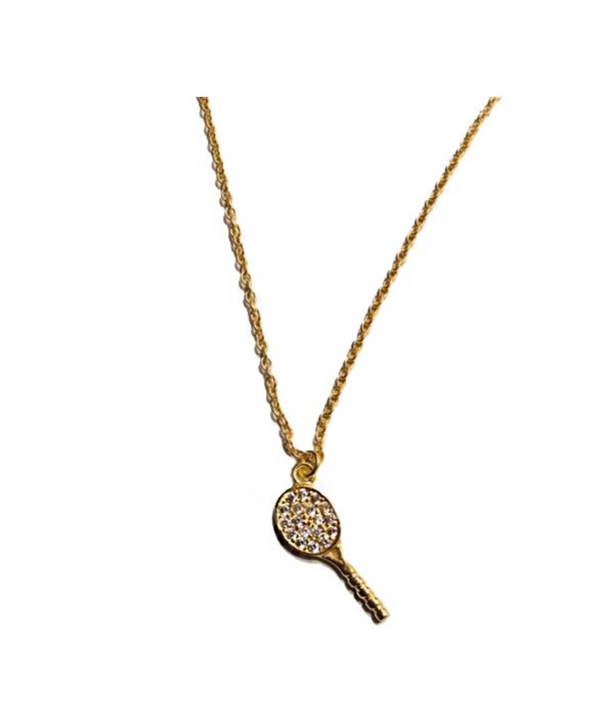 Be the Good - Wholesale Pendant/Charm Necklace - Petite Roger That Pave Tennis Racket Necklace0
