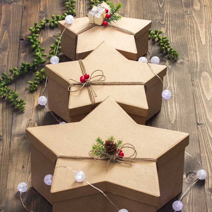 Factory Direct Craft – Engroshandel Gaveæske – Færdiglavede 3-delte papmaché indlejrede stjernekasser5