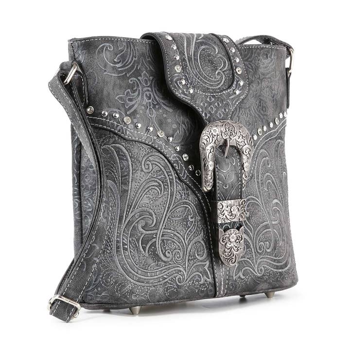 Handbag Express - Wholesale Crossbody Bag - Women's - Western Design Decorative Buckle Crossbody Sling
