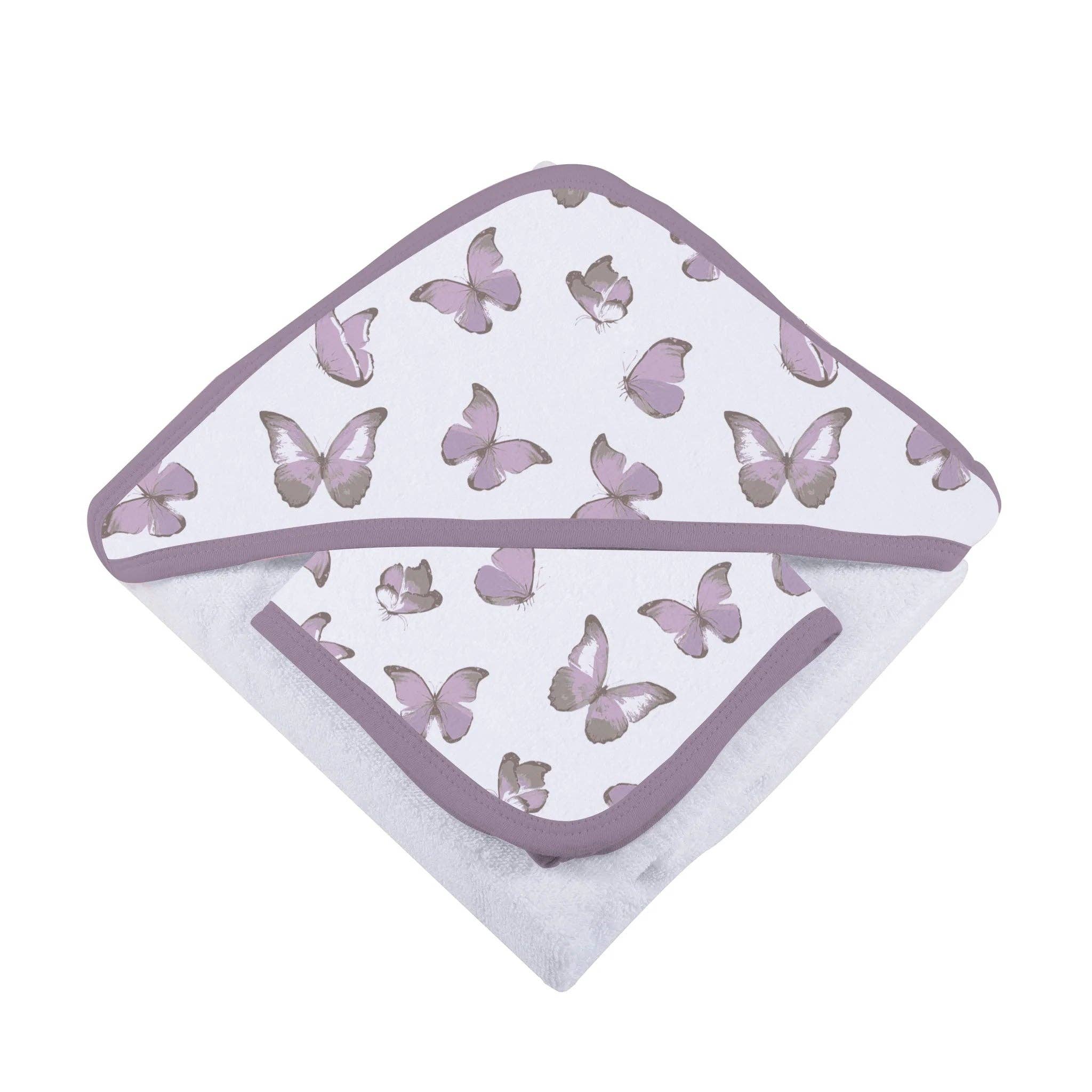 Newcastle Classics - Wholesale Towel Set - Winsome Butterflies Cotton Hooded Towel and Washcloth Set3
