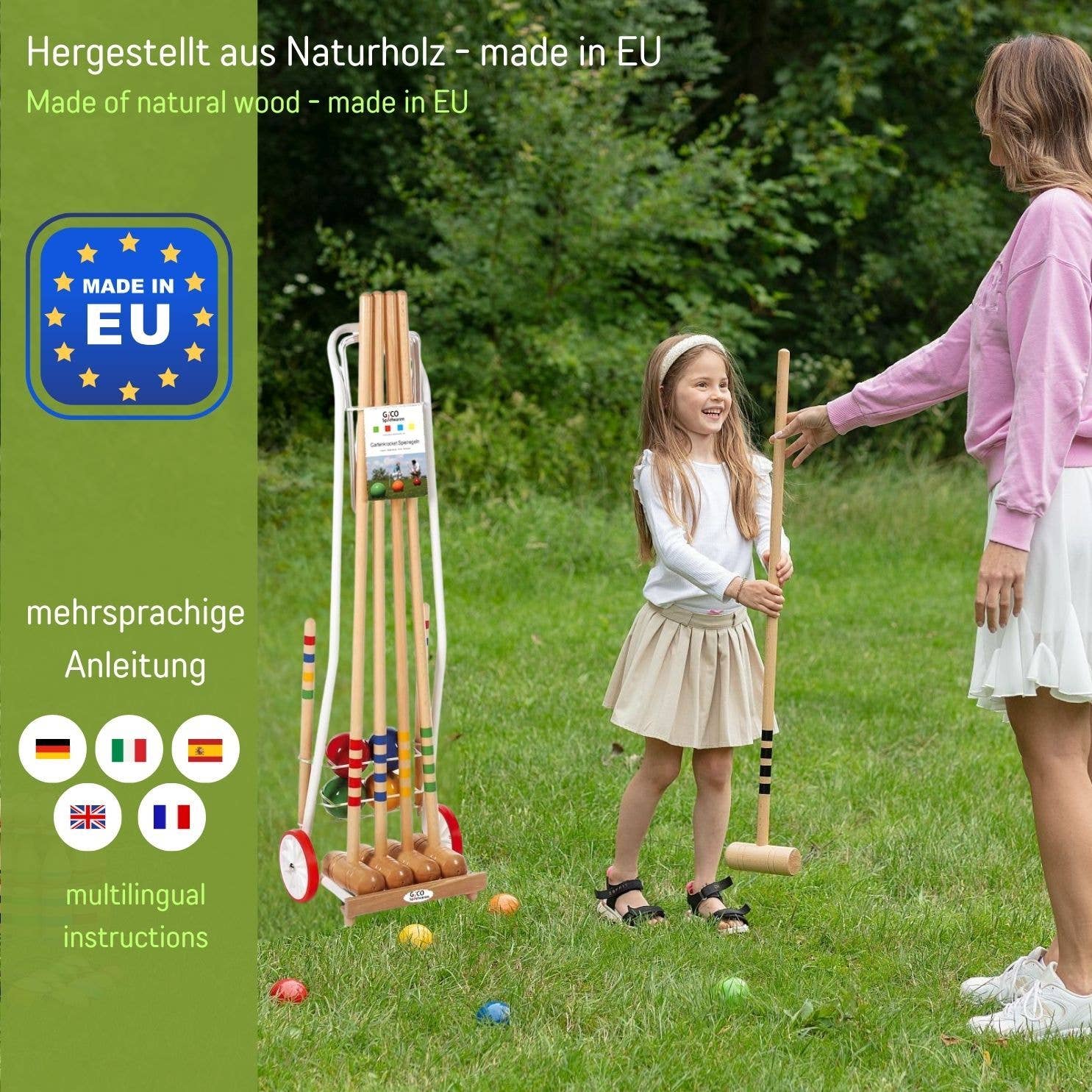 GICO Spielwaren - Wholesale Sporting Game - Kids & Baby - GICO Croquet Set For 4 Adults With Trolley - EU 31243