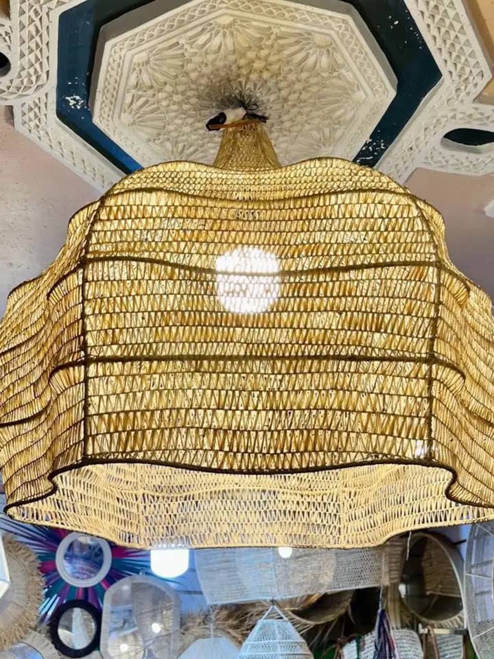 Handmade Wave zigzag Raffia Chandelier Pendant Light for wholesale by martitec