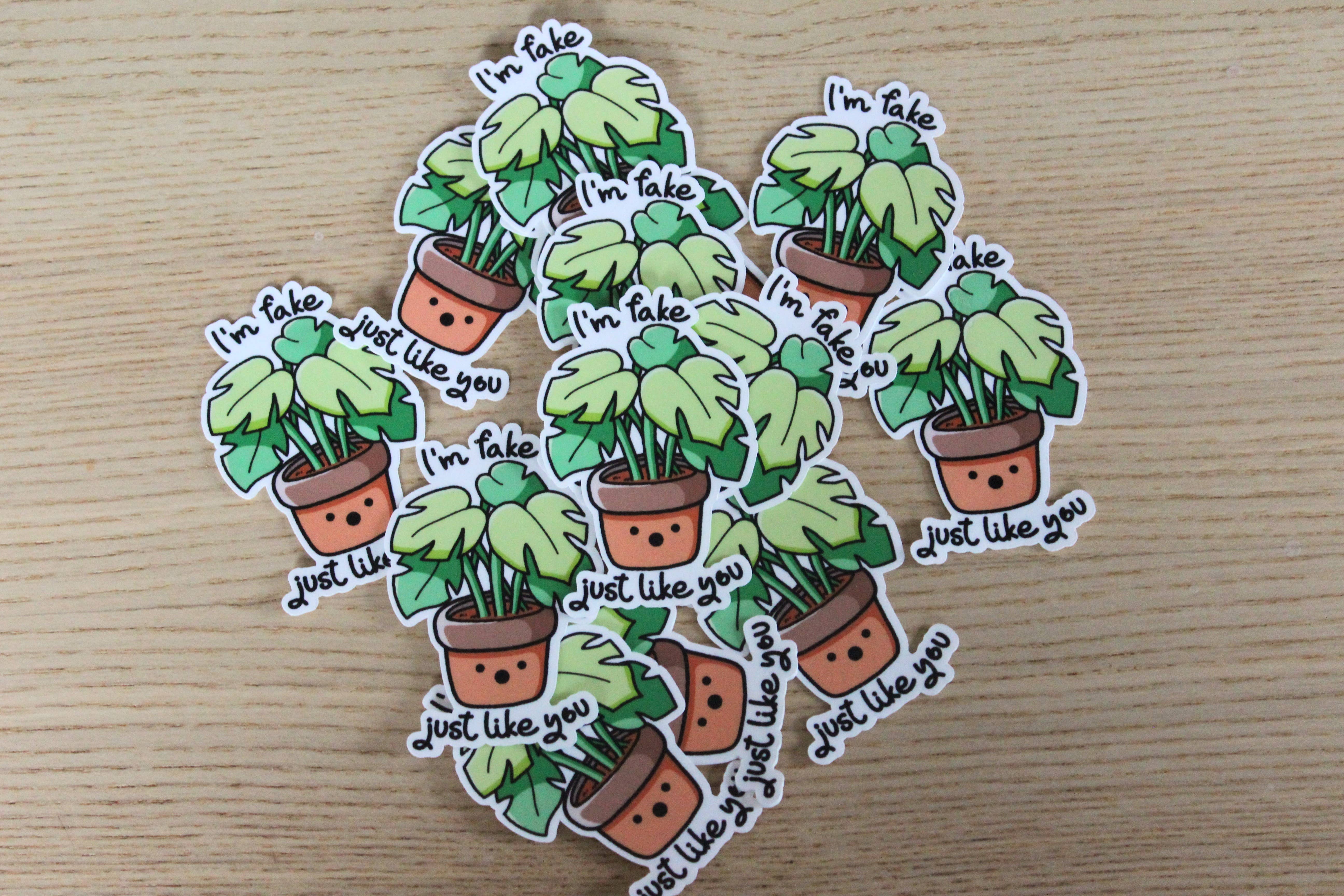 x The Fancy Firefly - Wholesale Sticker - Ik ben nep, net als jij plant - Waterdichte uitgesneden sticker1