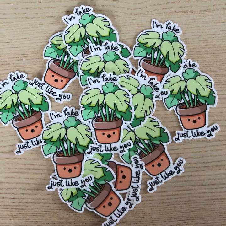 x The Fancy Firefly - Wholesale Sticker - Ik ben nep, net als jij plant - Waterdichte uitgesneden sticker1