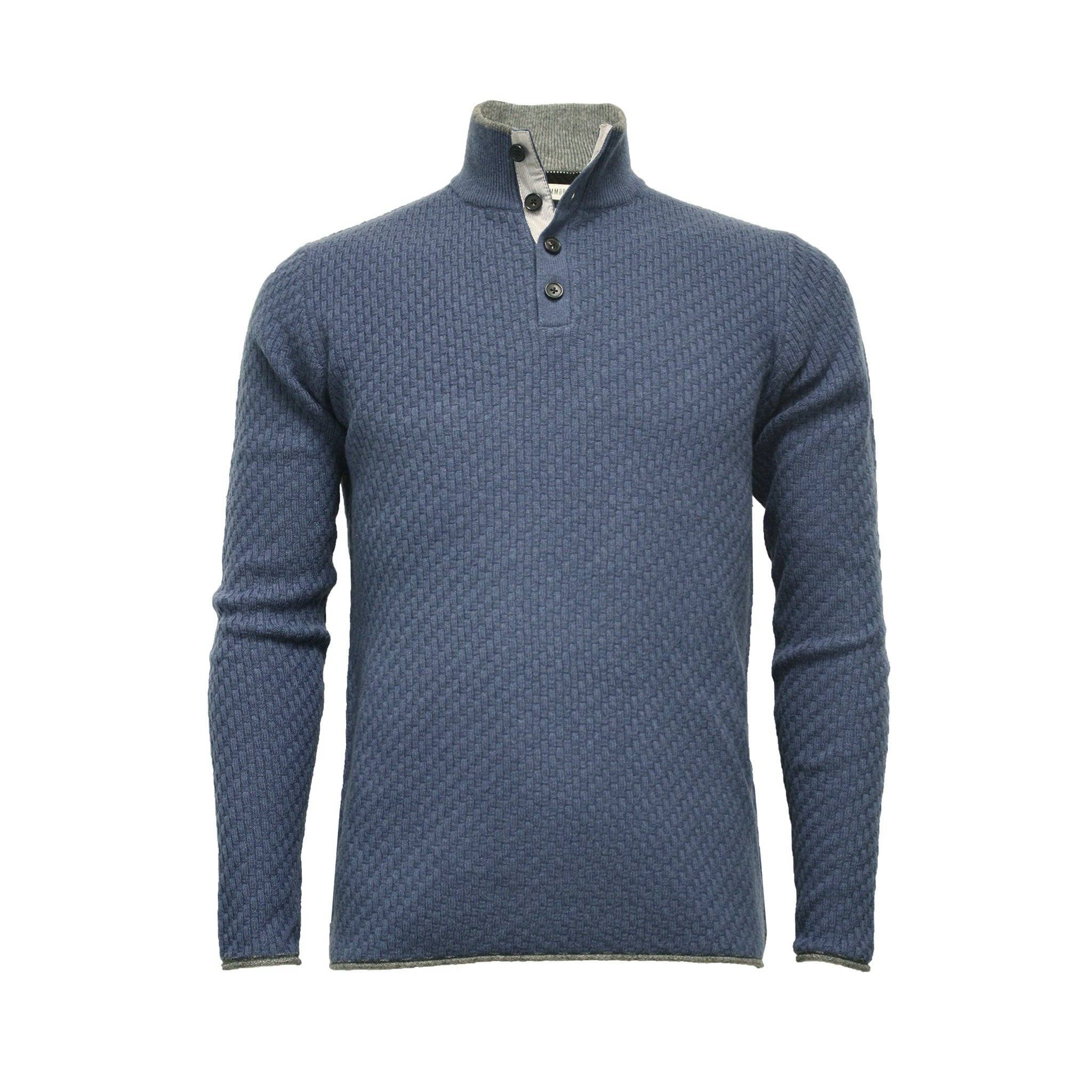 Hommard - Wholesale Knit Sweater - Men's - Camel Cashmere Sweater Button Neck Andromeda in Carbon Stitch2