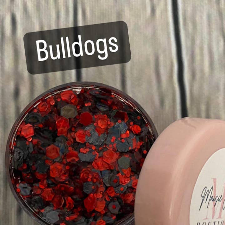Maisie James Boutique – wholesale Body glitter/shimmer – Bulldogs (Red/Black)