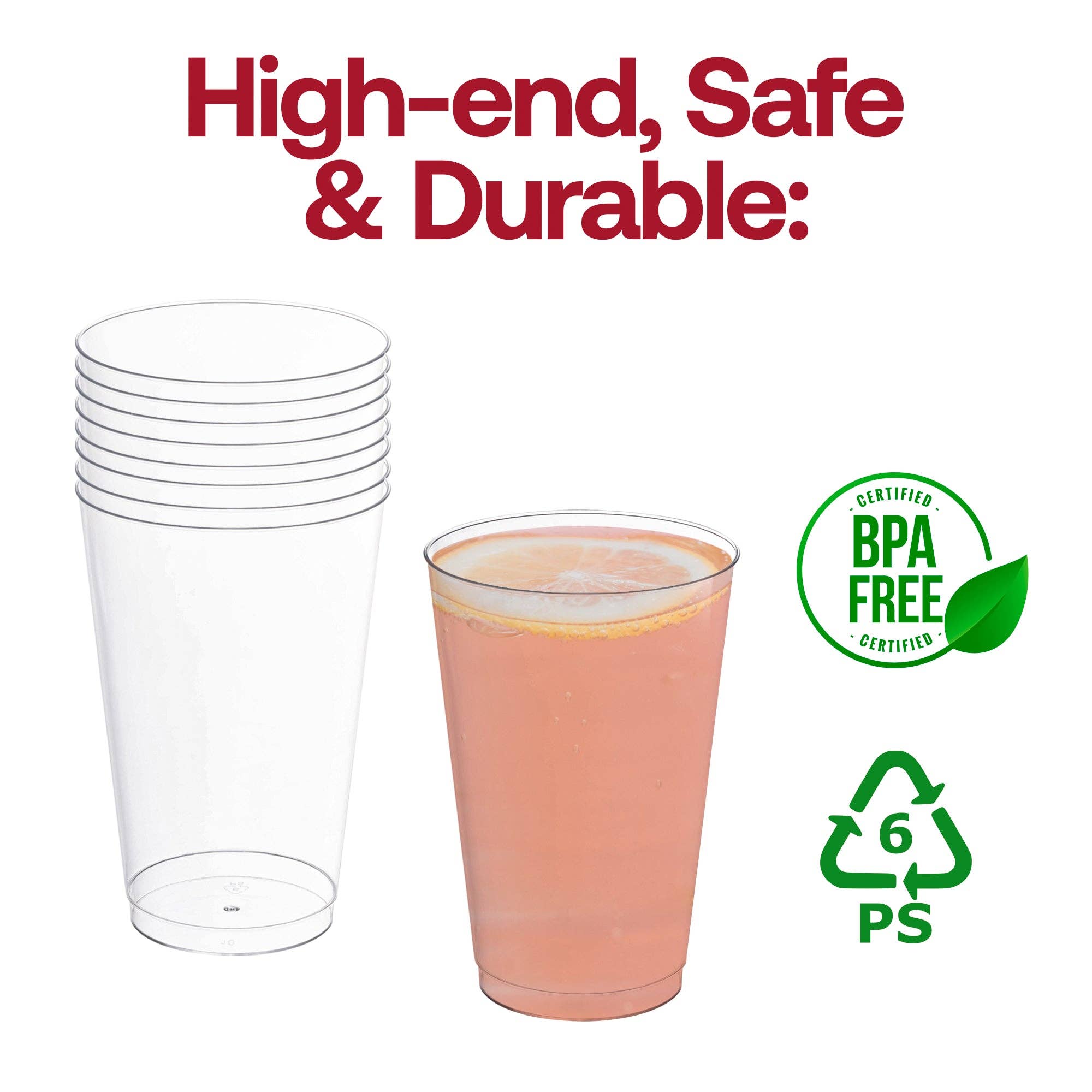 Smarty had a Party - Wholesale Disposable Cup - 14 oz. Crystal Clear Plastic Disposable Party Cups - 20 pcs5