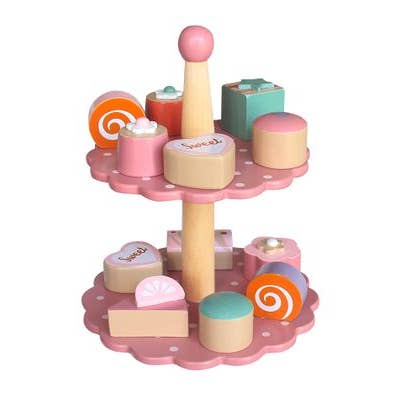 Magni ApS – wholesale Cake stand – Magni | Wooden Cake Tray, Pink With 12 Cakes