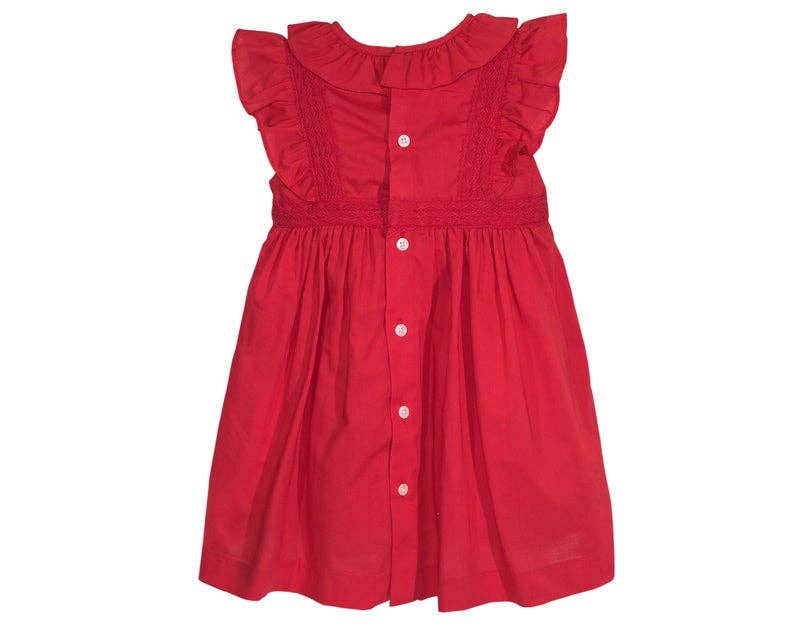 PHLONA - Wholesale Dress - Kids - Red Voile Lace Trim Dress1