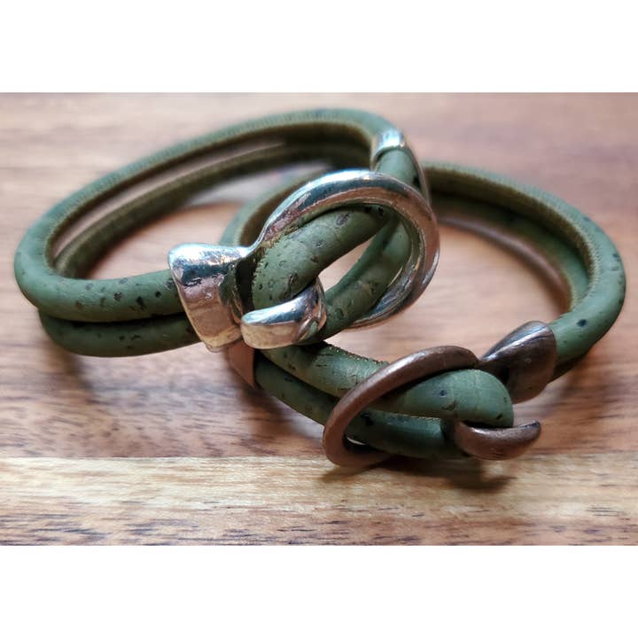 Gem Lounge Jewelry - Wholesale Bangle Bracelet - Pick Your Color: Cork Silver Open Hook Bracelet5