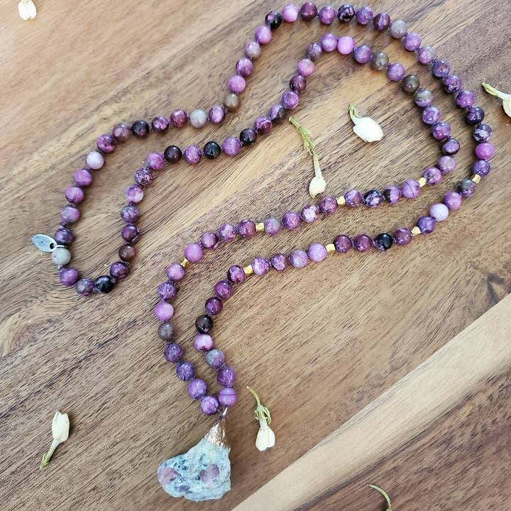 Purple Jasper Mala Necklace for wholesale by humble heart