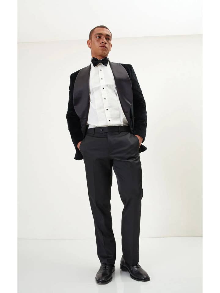 Men's Double Breasted Tuxedo - Black Velvet for wholesale on Faire5